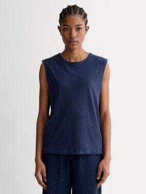 Everlane Women's Air Muscle Tank in Navy, Size Medium, Cotton